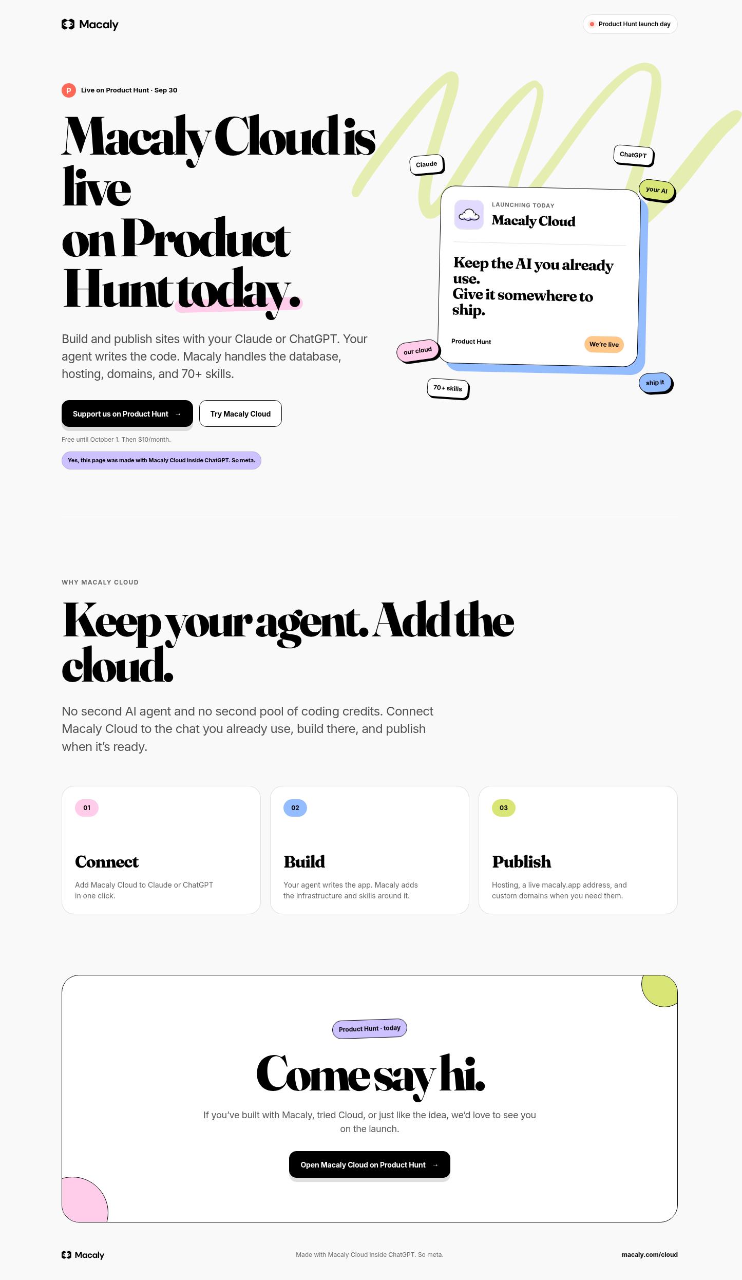 Full-length view of the page built by ChatGPT