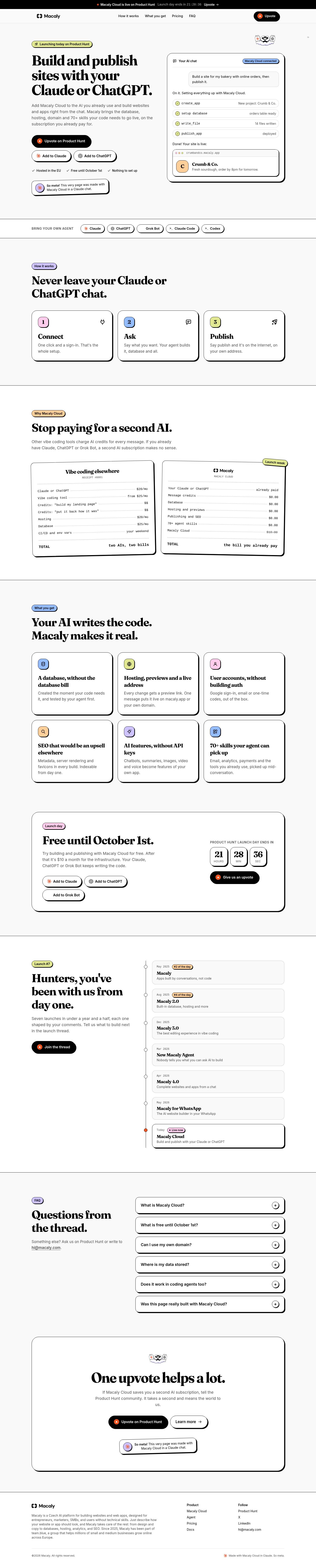 Full-length view of the page built by Claude