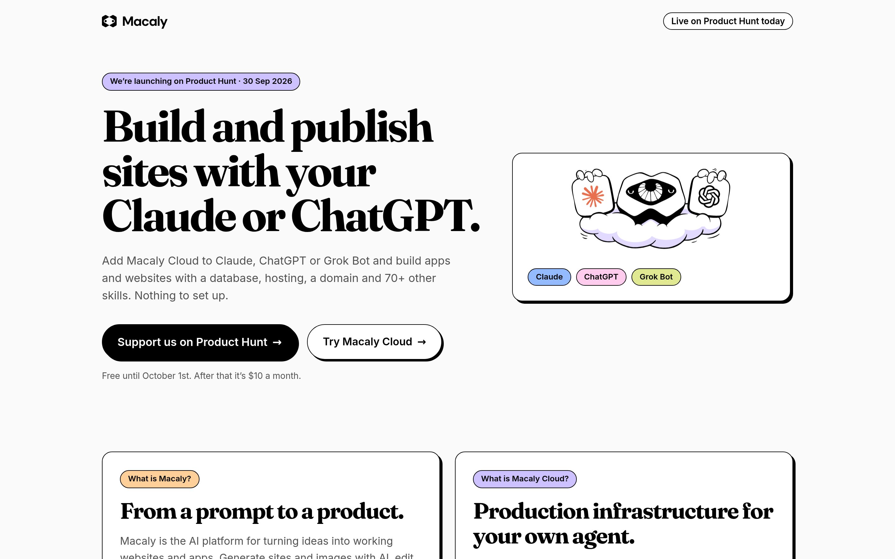 The launch page built by Grok Bot